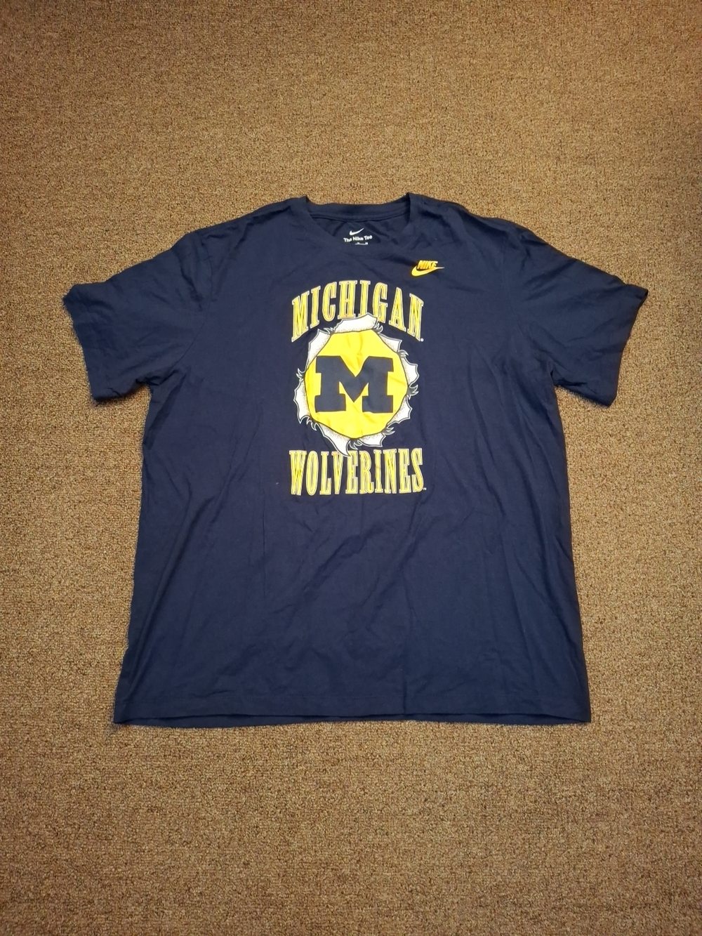 Nike Michigan Wolverines Navy Yellow Tee Mens XL